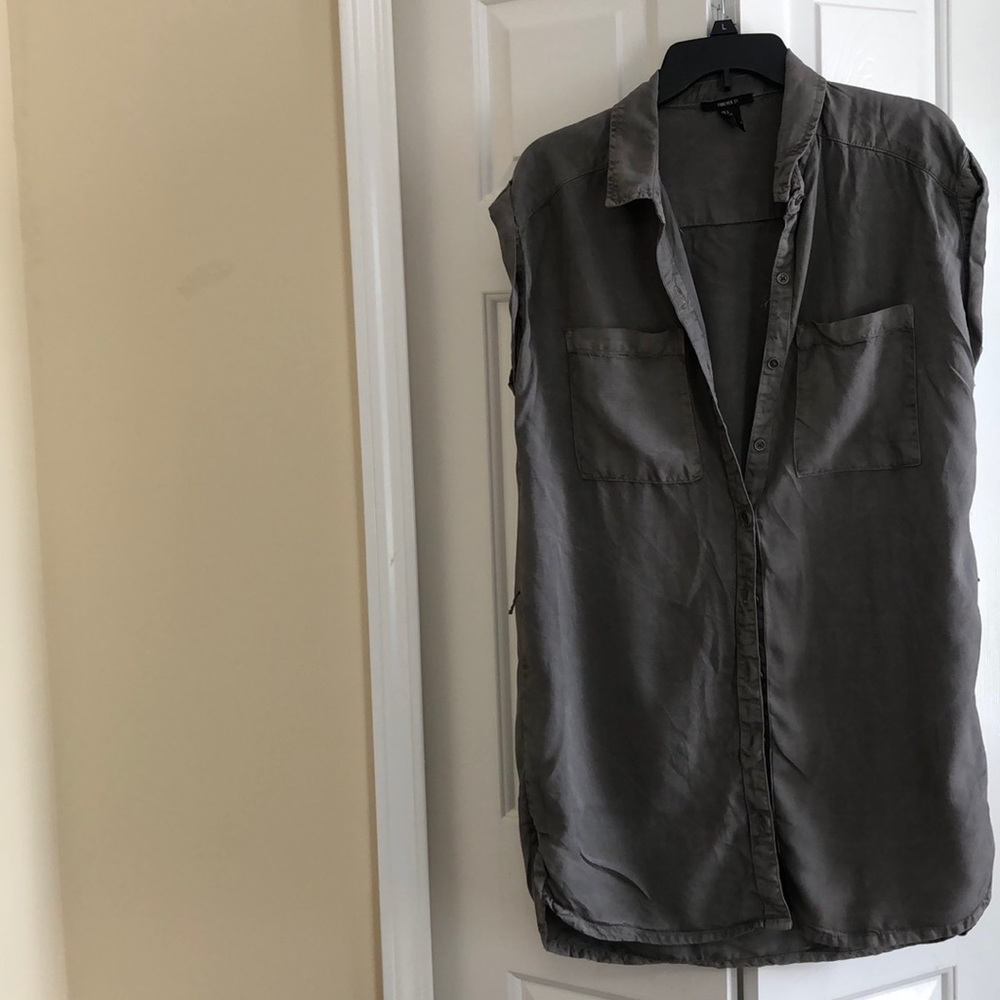 Greenish grayish sleeveless dress